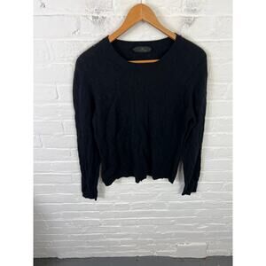 C3 Cashmere Women's Cable Knit Pullover Sweater Long Sleeve Black Size Medium